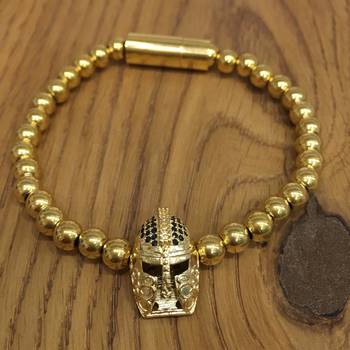 Bohemian Gold Plated Beads Alloy Knight Spartan Warrior Helmet Charms Collection Bracelets Men'S Jewellery 1