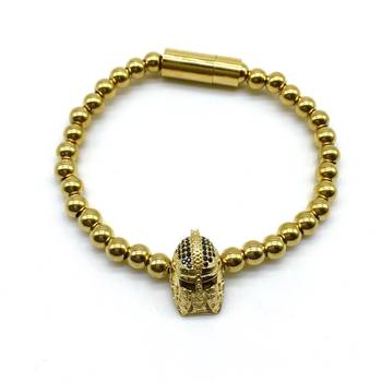 Bohemian Gold Plated Beads Alloy Knight Spartan Warrior Helmet Charms Collection Bracelets Men'S Jewellery 2
