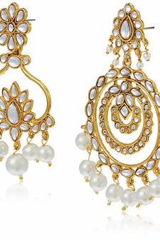 Gold Plated Kundan & Pearl Designer Combo Earrings For Women