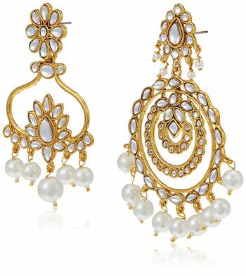 Gold Plated Kundan & Pearl Designer Combo Earrings For Women 1