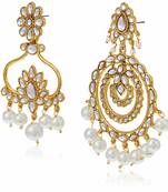 Gold Plated Kundan & Pearl Designer Combo Earrings For Women