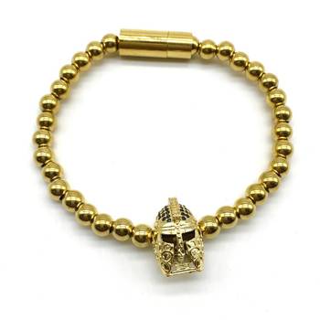 Bohemian Gold Plated Beads Alloy Knight Spartan Warrior Helmet Charms Collection Bracelets Men'S Jewellery 3