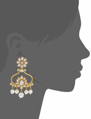 Gold Plated Kundan & Pearl Designer Combo Earrings For Women 2