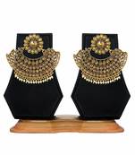 Gold Plated Pearl & Stone Studded Designer Earrings For Women