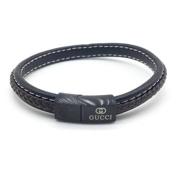 Brown Leather Cowhide Braided Wrap Bracelet Titanium Clasp With Black Magnets Unisex Bracelet Men'S Jewellery 2
