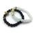 Pack Of 2 Set Black White Beads Golden Knight Spartan Warrior Hamlet Skull Charms Bracelets Men'S Jewellery