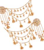 Gold Plated Kundan & Pearl Earring With Chain For Women