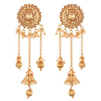 Bahubali Kundan & Pearl Chain Earring For Women 1