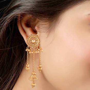 Bahubali Kundan & Pearl Chain Earring For Women 2