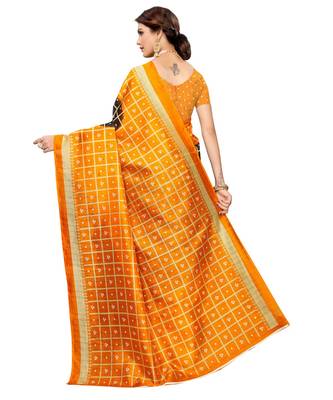 black printed art silk saree with blouse 5