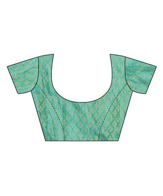 green plain art silk saree with blouse 4