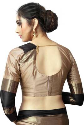 Black Printed Cotton Silk Saree With Blouse 4