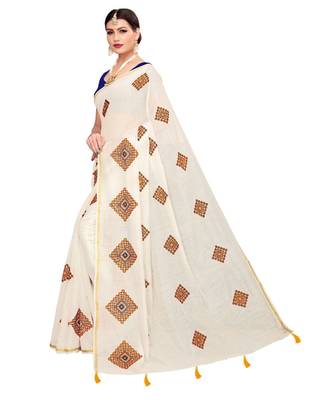 White embroidered chanderi saree with blouse 2