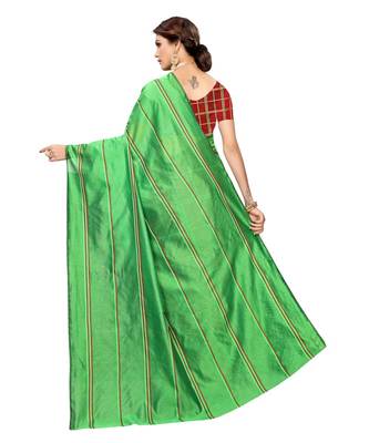 Red printed art silk saree with blouse 5