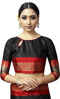 Black Printed Cotton Silk Saree With Blouse 4