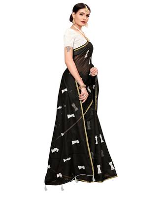 black embroidered chanderi saree with blouse 3