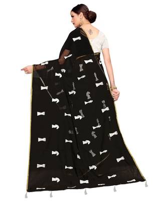 black embroidered chanderi saree with blouse 5
