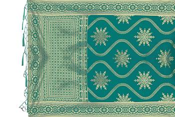 Turquoise woven banarasi Weaving Work Dupatta 4