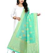 Sea Green woven banarasi Weaving Work Dupatta