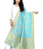 Light Blue woven banarasi Weaving Work Dupatta