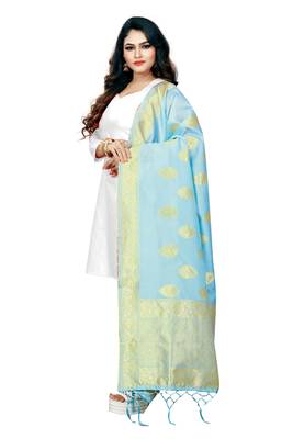 Light Blue woven banarasi Weaving Work Dupatta 2