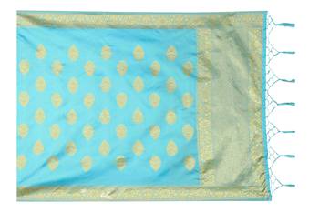 Light Blue woven banarasi Weaving Work Dupatta 4