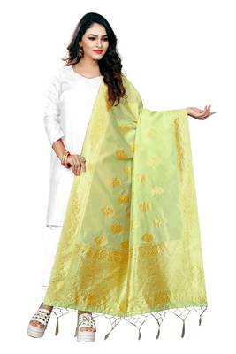 Olive Green woven banarasi Weaving Work Dupatta 1