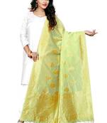 Olive Green woven banarasi Weaving Work Dupatta