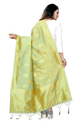 Olive Green woven banarasi Weaving Work Dupatta 2
