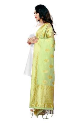 Olive Green woven banarasi Weaving Work Dupatta 3
