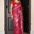 Magenta Linen Saree With Batik Print