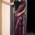 Plum Linen Saree With Batik Print