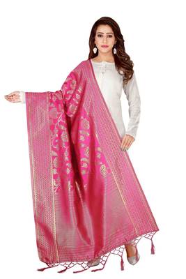 Pink woven banarasi Weaving Work Dupatta 1