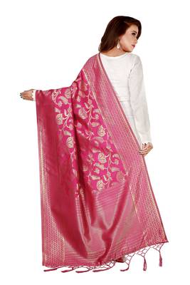 Pink woven banarasi Weaving Work Dupatta 2