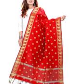 Red woven banarasi Weaving Work Dupatta