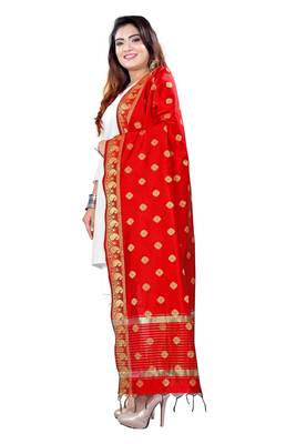 Red woven banarasi Weaving Work Dupatta 2