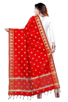 Red woven banarasi Weaving Work Dupatta 3