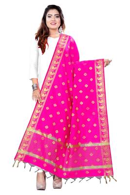 Pink woven banarasi Weaving Work Dupatta 1