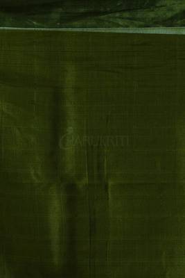 Yellow And Dark Moss Green Checkered Handloom Saree With Zari Work Pallu 3