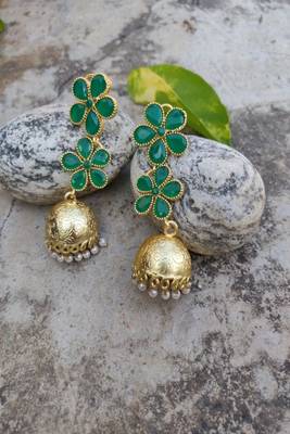 Green Designer Jhumkas 1