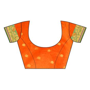 Orange woven cotton silk saree with blouse 5