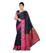 Blue woven cotton silk saree with blouse