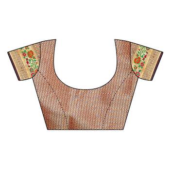 Green woven cotton silk saree with blouse 5