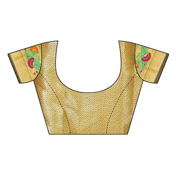 Orange woven cotton silk saree with blouse 5