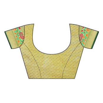 Pink woven cotton silk saree with blouse 5
