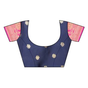 Blue woven cotton silk saree with blouse 5