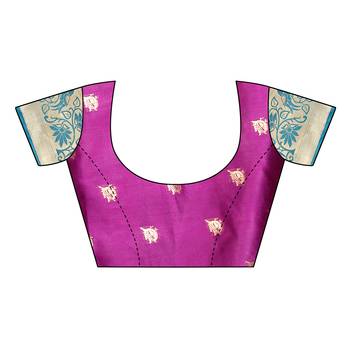 Purple woven cotton silk saree with blouse 5