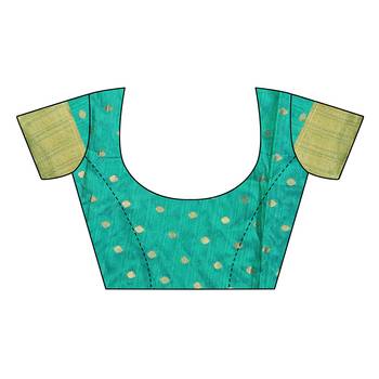 Green woven cotton silk saree with blouse 5