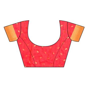 Pink woven cotton silk saree with blouse 5