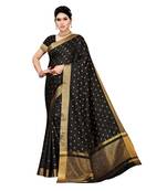 Black woven cotton silk saree with blouse